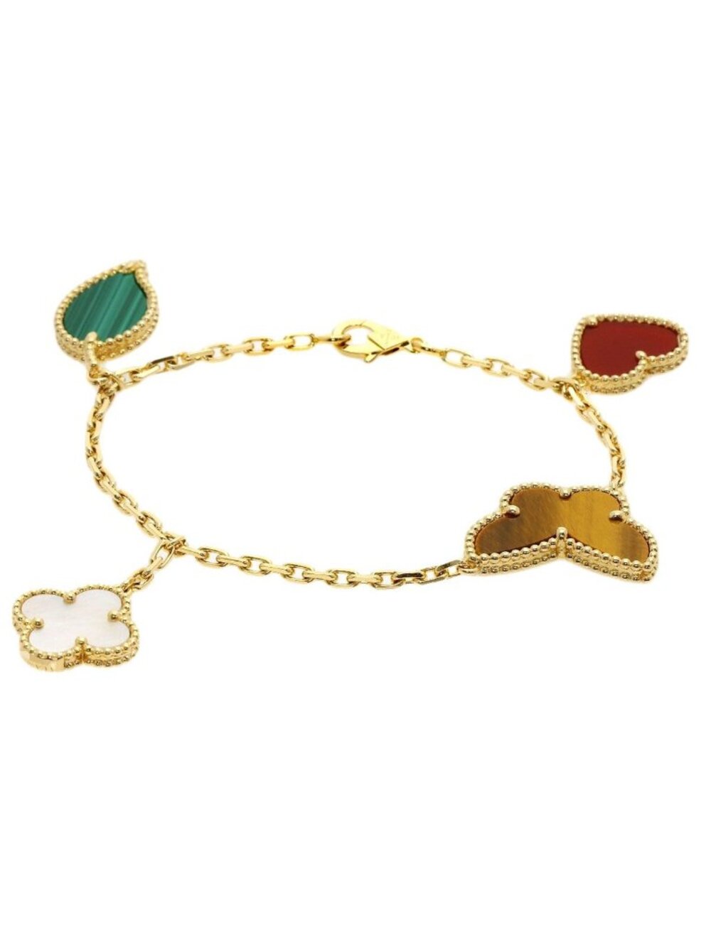 Van Cleef & Arpels Lucky Alhambra 4 Motif Shell Bracelet 18k Yellow Gold